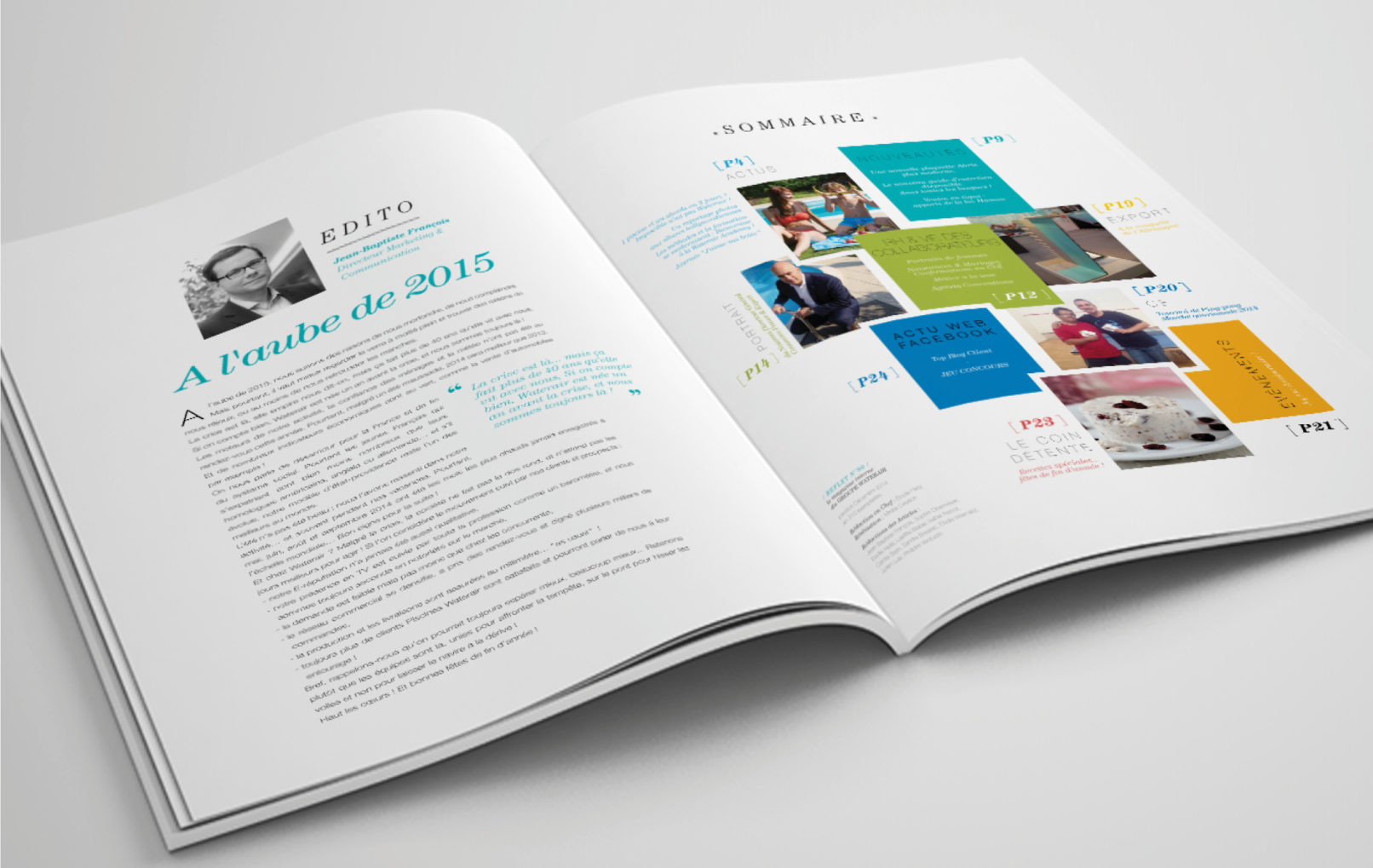 Magazine interne du groupe Piscines WATERAIR : Edito & Sommaire