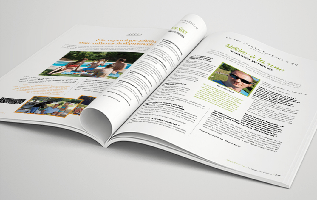 Magazine interne du groupe Piscines WATERAIR : maquette